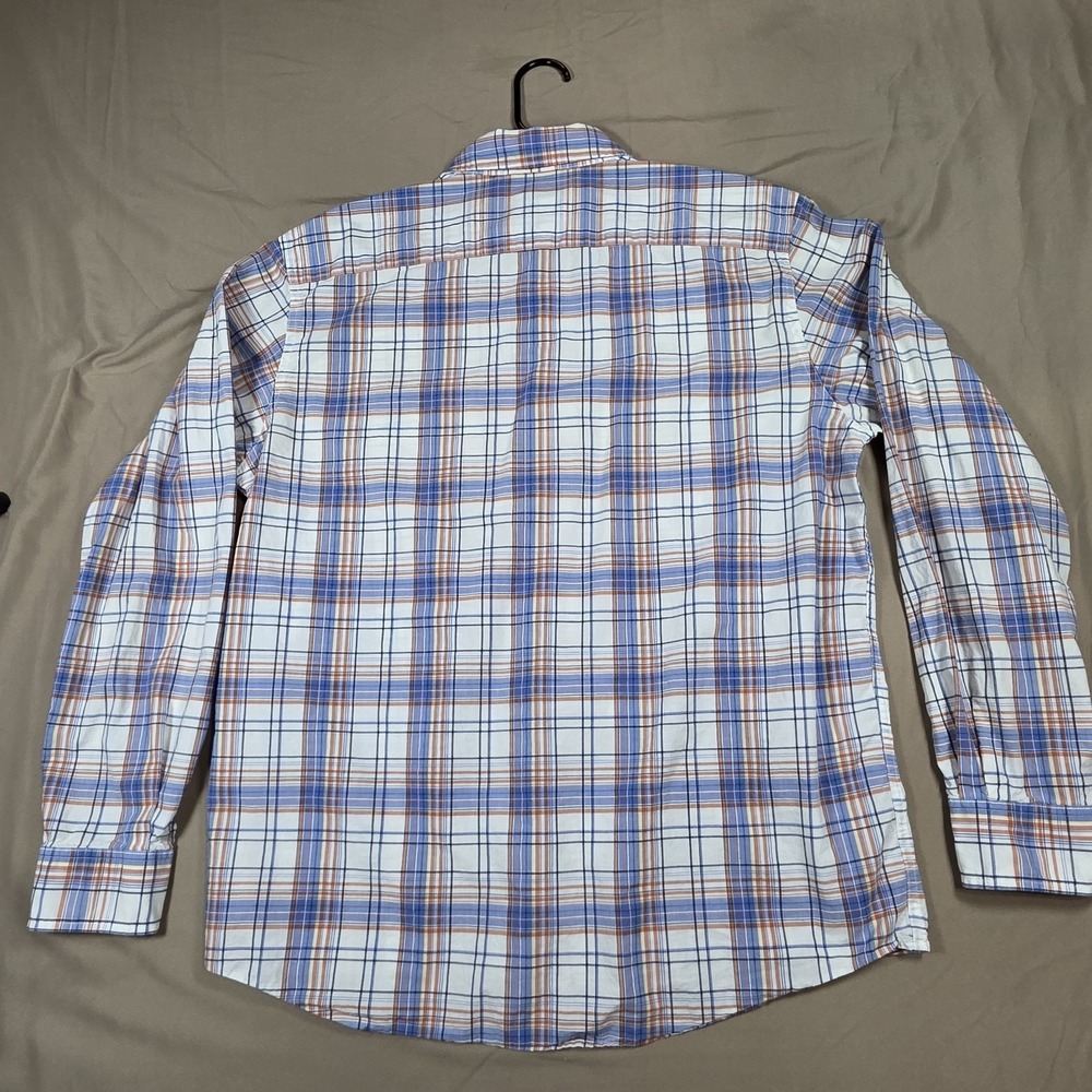 American Eagle Mens Large Plaid Button Down Shirt Long Sleeve Blue Orange L AEO - Picture 7 of 9